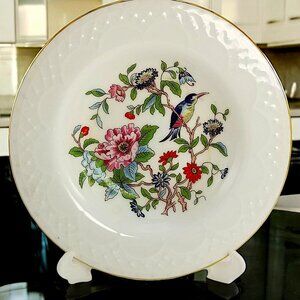Aynsley Fine Bone China Dish 5" Bowl Pembroke Pattern, White w/Floral & Birds